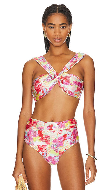 PatBO Hydrangea Off-The-Shoulder Bikini Top in Pink - Haut de bikini à épaules dénudées Hortensia PatBO en rose - PatBO 粉色绣球花露肩比基尼上衣 - PatBO Hydrangea Off-The-Shoulder-Bikinioberteil in Rosa - PatBO 수국 오프숄더 비키니 탑 in 핑크 - Top bikini con spalle scoperte PatBO Hydrangea in rosa