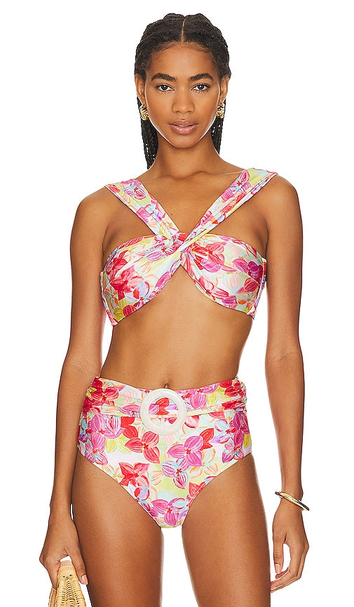 PatBO Hydrangea Off-The-Shoulder Bikini Top in Pink - Haut de bikini à épaules dénudées Hortensia PatBO en rose - PatBO 粉色绣球花露肩比基尼上衣 - PatBO Hydrangea Off-The-Shoulder-Bikinioberteil in Rosa - PatBO 수국 오프숄더 비키니 탑 in 핑크 - Top bikini con spalle scoperte PatBO Hydrangea in rosa