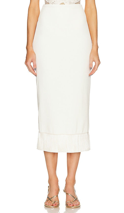 PatBO Midi Skirt in Ivory - Jupe mi-longue PatBO en ivoire - PatBO 象牙色中长半身裙 - PatBO Midirock in Elfenbein - PatBO 미디 스커트 - Gonna midi PatBO in avorio