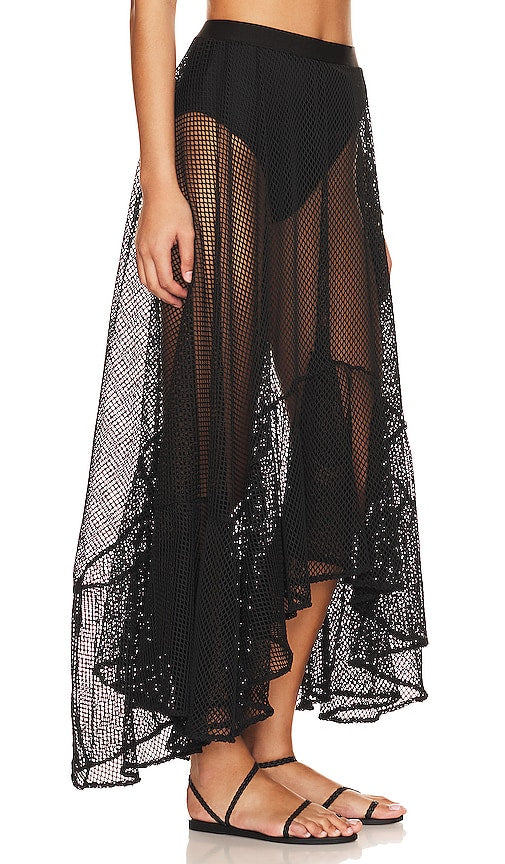 PatBO Netted Beach Maxi Skirt in Black