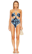 PatBO Nightflower Cut Out One Piece in Blue - PatBO Nightflower - Une pièce découpée en bleu - PatBO Nightflower 蓝色剪裁一件 - PatBO Nightflower Cut-Out-Einteiler in Blau - PatBO 나이트플라워 컷아웃 원피스 블루 색상 - PatBO Nightflower taglia un pezzo in blu