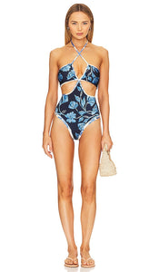 PatBO Nightflower Cut Out One Piece in Blue - PatBO Nightflower - Une pièce découpée en bleu - PatBO Nightflower 蓝色剪裁一件 - PatBO Nightflower Cut-Out-Einteiler in Blau - PatBO 나이트플라워 컷아웃 원피스 블루 색상 - PatBO Nightflower taglia un pezzo in blu