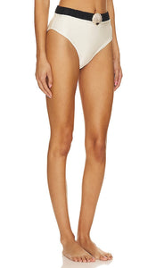 PatBO Seashell High Waist Bikini Bottom in Black,White