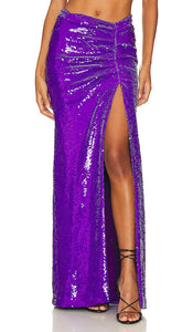 PatBO Sequin Maxi Skirt in Purple - Jupe longue à sequins PatBO en violet - PatBO 紫色亮片超长裙 - PatBO Pailletten-Maxirock in Lila - PatBO 스팽글 맥시 스커트 - Gonna lunga con paillettes PatBO in viola