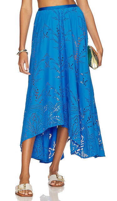 PatBO Stretch Lace Beach Skirt in Blue - Jupe de plage en dentelle extensible PatBO en bleu - PatBO 蓝色弹力蕾丝沙滩裙 - PatBO Stretch-Spitzen-Strandrock in Blau - PatBO 스트레치 레이스 비치 스커트블루 색상 - Gonna da spiaggia in pizzo elasticizzato PatBO in blu