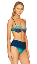 PatBO X Alessandra Ambrioso Hand-beaded Ombre Bikini Top in Blue