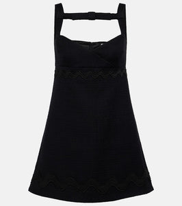 Patou Bow-detail cotton-blend tweed minidress