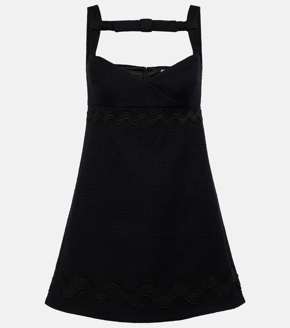 Patou Bow-detail cotton-blend tweed minidress