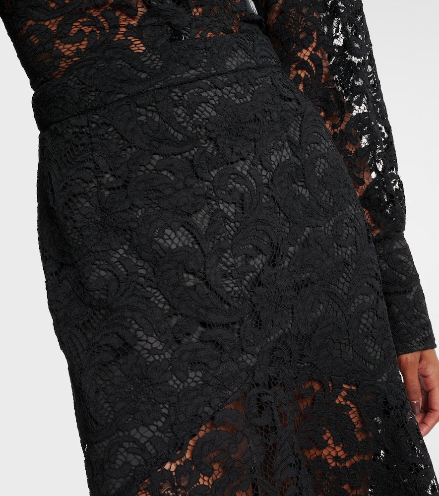 Patou Cotton-blend lace maxi skirt