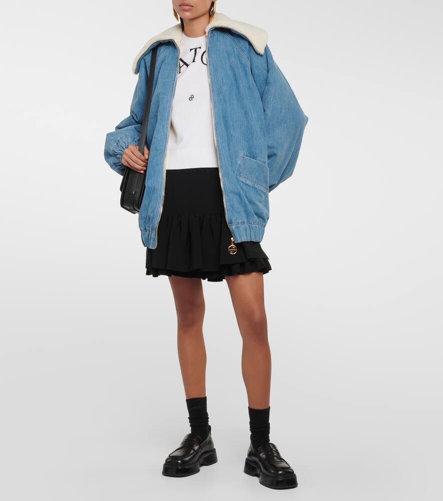 Patou Denim and faux shearling bomber jacket