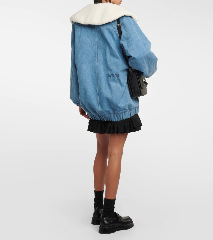 Patou Denim and faux shearling bomber jacket