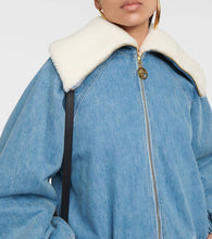 Patou Denim and faux shearling bomber jacket