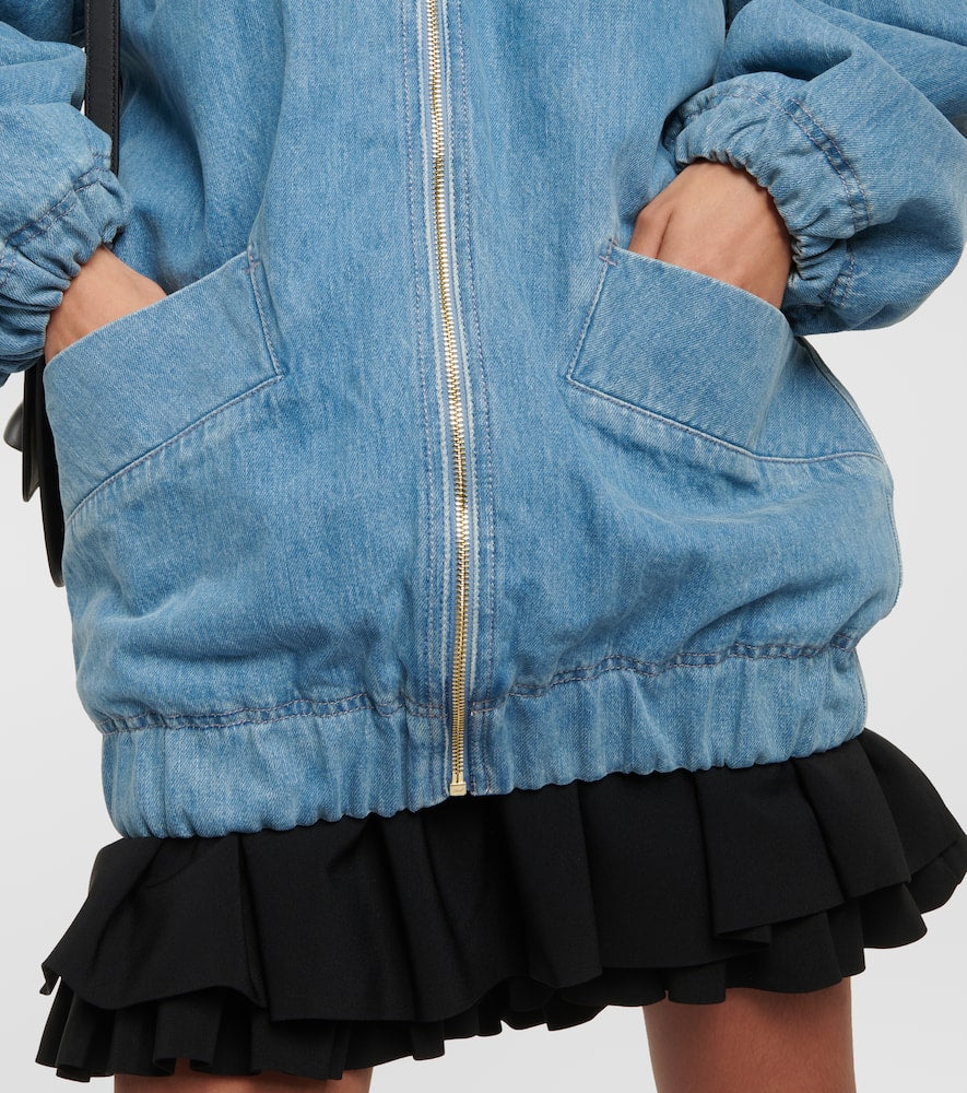 Patou Denim and faux shearling bomber jacket