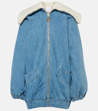 Patou Denim and faux shearling bomber jacket