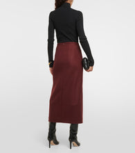 Patou Front-slit wool-blend midi skirt