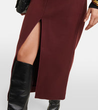 Patou Front-slit wool-blend midi skirt