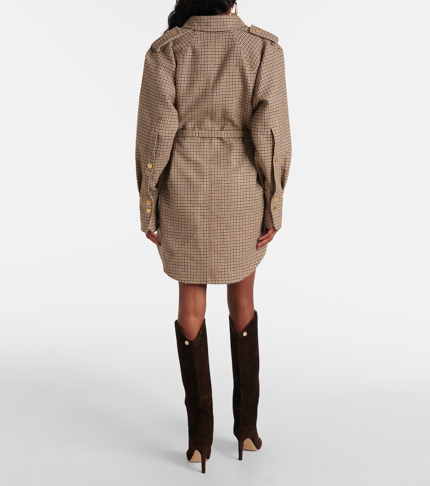 Patou Houndstooth flannel shirt dress