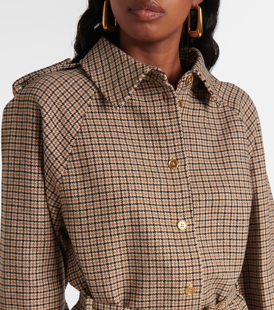 Patou Houndstooth flannel shirt dress
