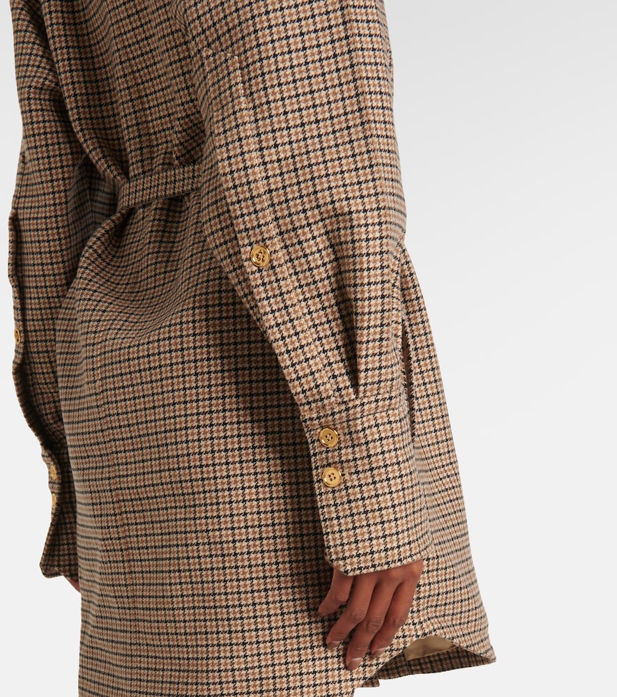 Patou Houndstooth flannel shirt dress