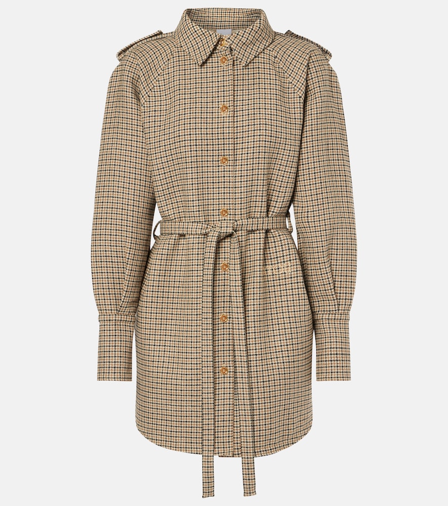 Patou Houndstooth flannel shirt dress. Patou 千鸟格法兰绒衬衫裙