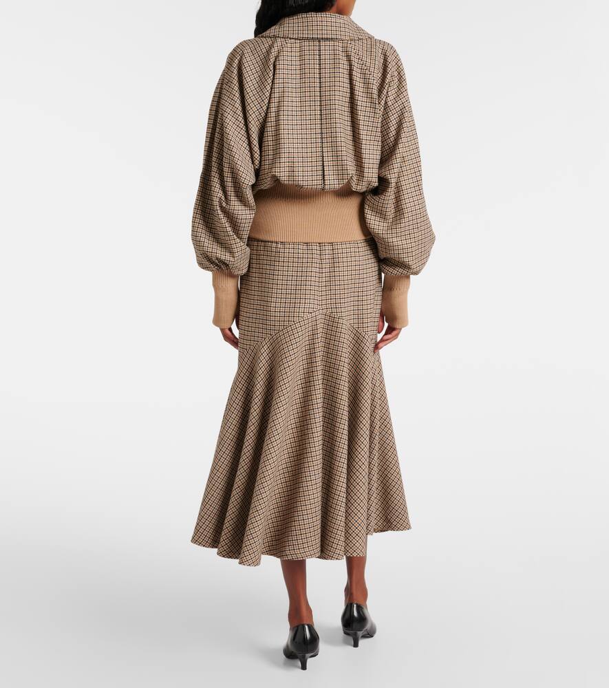 Patou Houndstooth wool-blend flannel bomber jacket