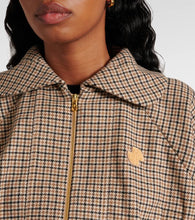Patou Houndstooth wool-blend flannel bomber jacket