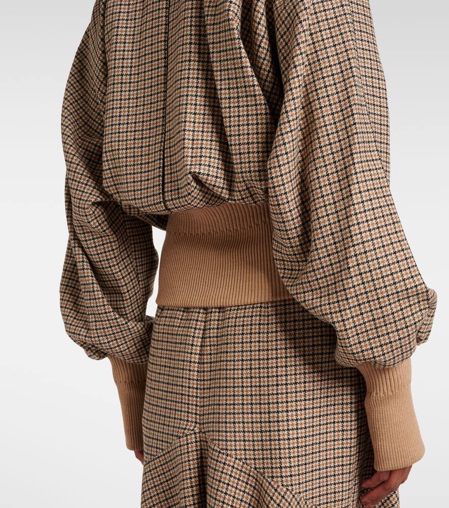Patou Houndstooth wool-blend flannel bomber jacket