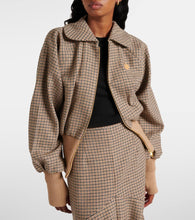 Patou Houndstooth wool-blend flannel bomber jacket