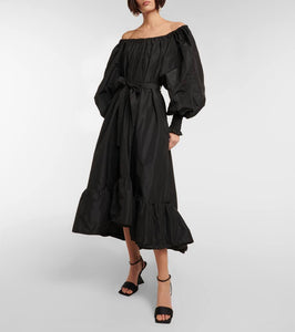Patou Off-shoulder faille maxi dress