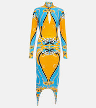 Patou Printed cutout cotton-blend midi dress. Patou 印花镂空棉混纺中长连衣裙