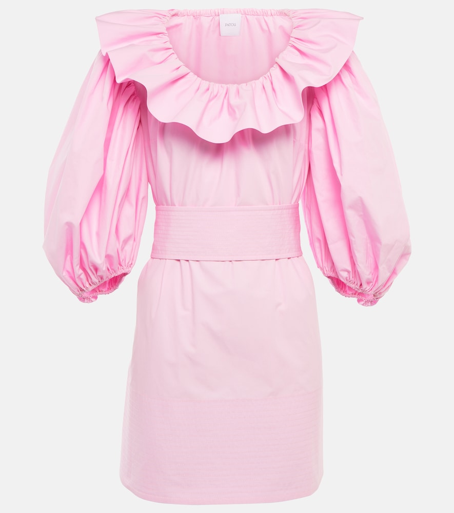 Patou Puff-sleeve cotton minidress. Patou 泡泡袖棉质迷你连衣裙
