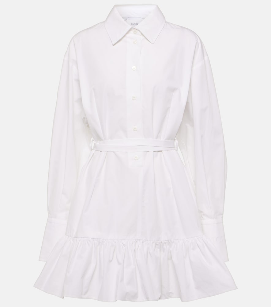 Patou Ruffled cotton shirt dress. Patou 荷叶边棉质衬衫裙