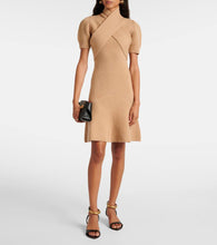 Patou Scarf-detail wool and cashmere minidress