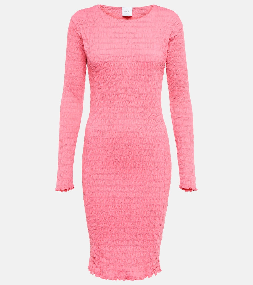 Patou Smocked cotton-jersey mini dress. Patou 缩褶棉质平纹针织迷你连衣裙
