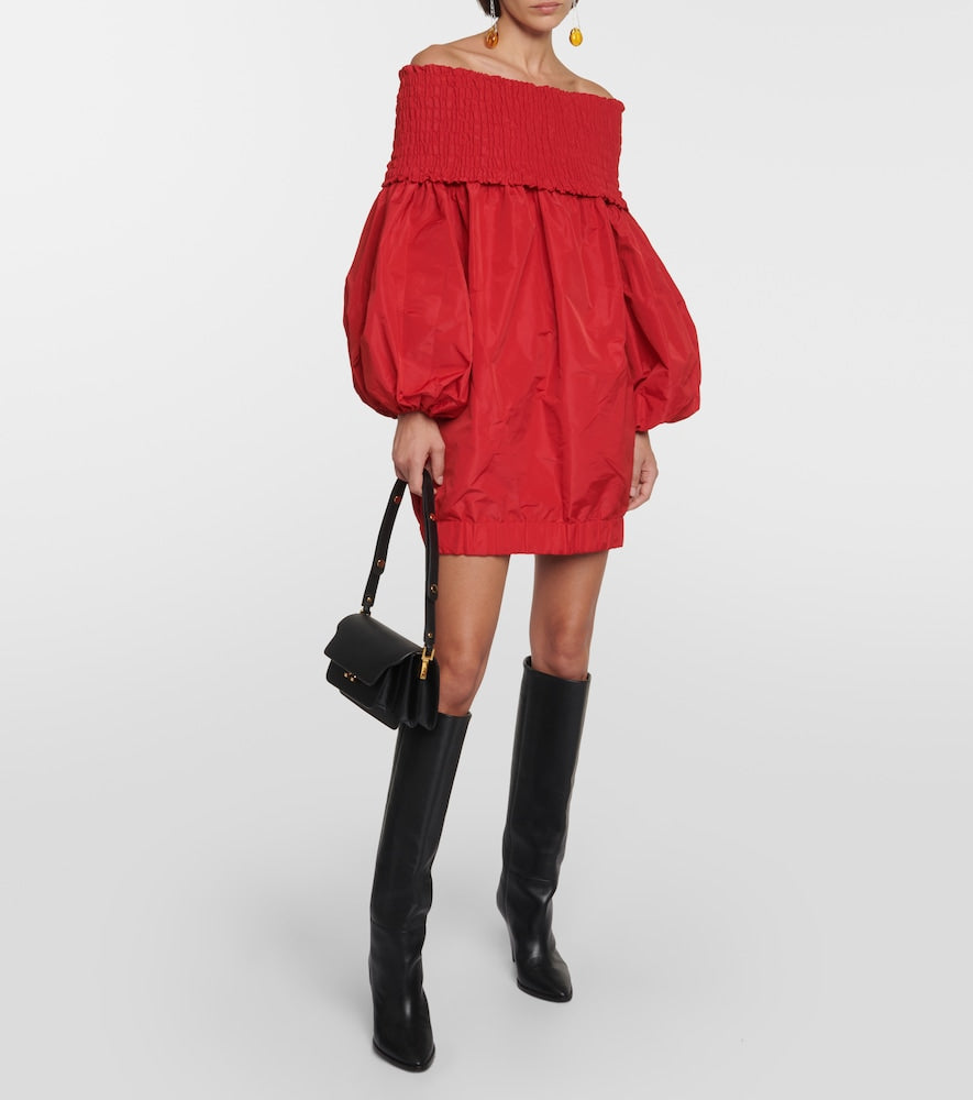 Patou Smocked off-shoulder  minidress