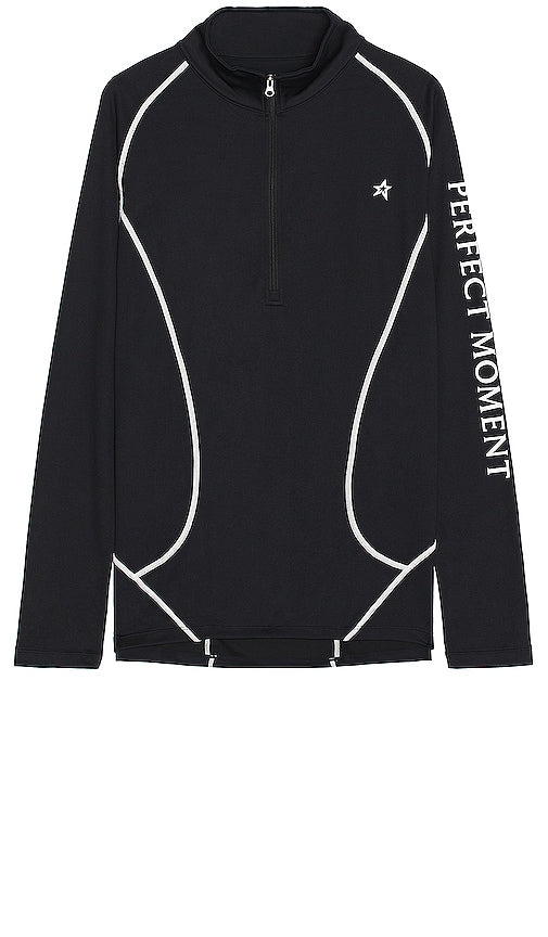 Perfect Moment Thermal Half Zip in Black - Perfect Moment - Demi-fermeture éclair thermique - Noir - Perfect Moment 黑色保暖半拉链 - Perfect Moment Thermal Half Zip in Schwarz - Perfect Moment 써멀 하프 지퍼 블랙 색상 - Mezza zip termica Perfect Moment in nero