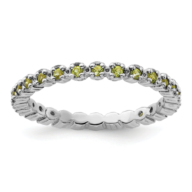 Peridot Sterling Silver Stackable Eternity Ring | Size 10