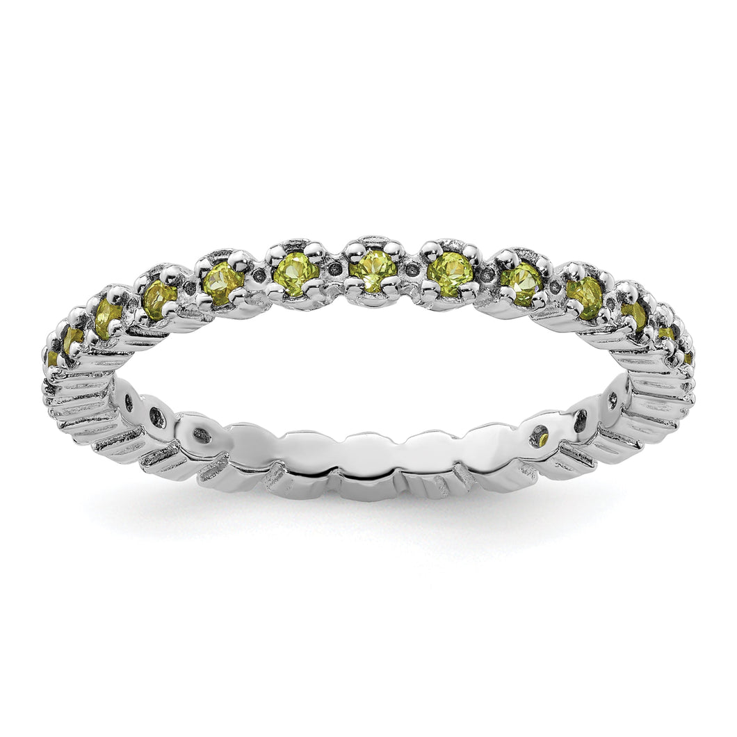 Peridot Sterling Silver Stackable Eternity Ring | Size 10