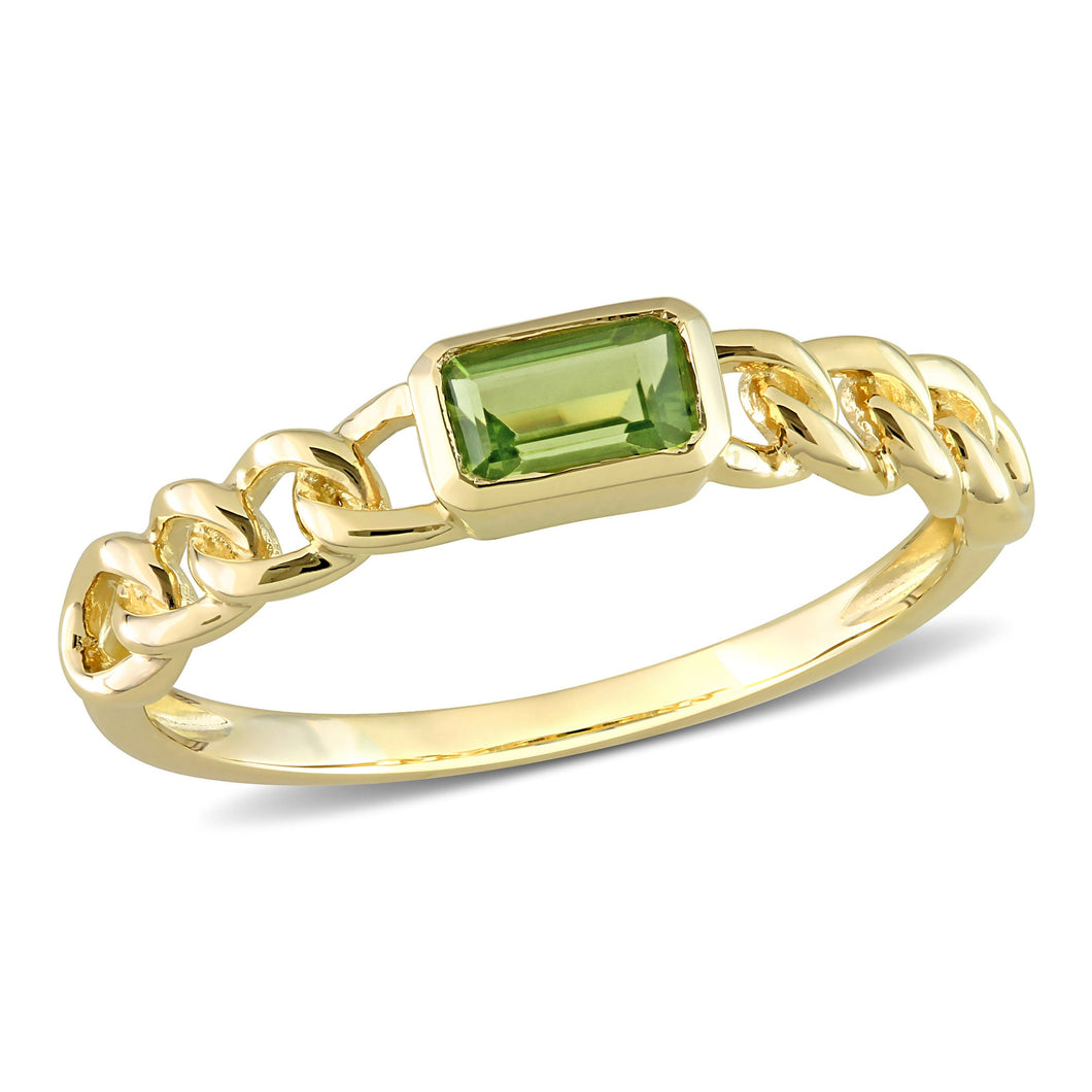 Peridot Yellow Gold Chain Link Stackable Ring | Size 5