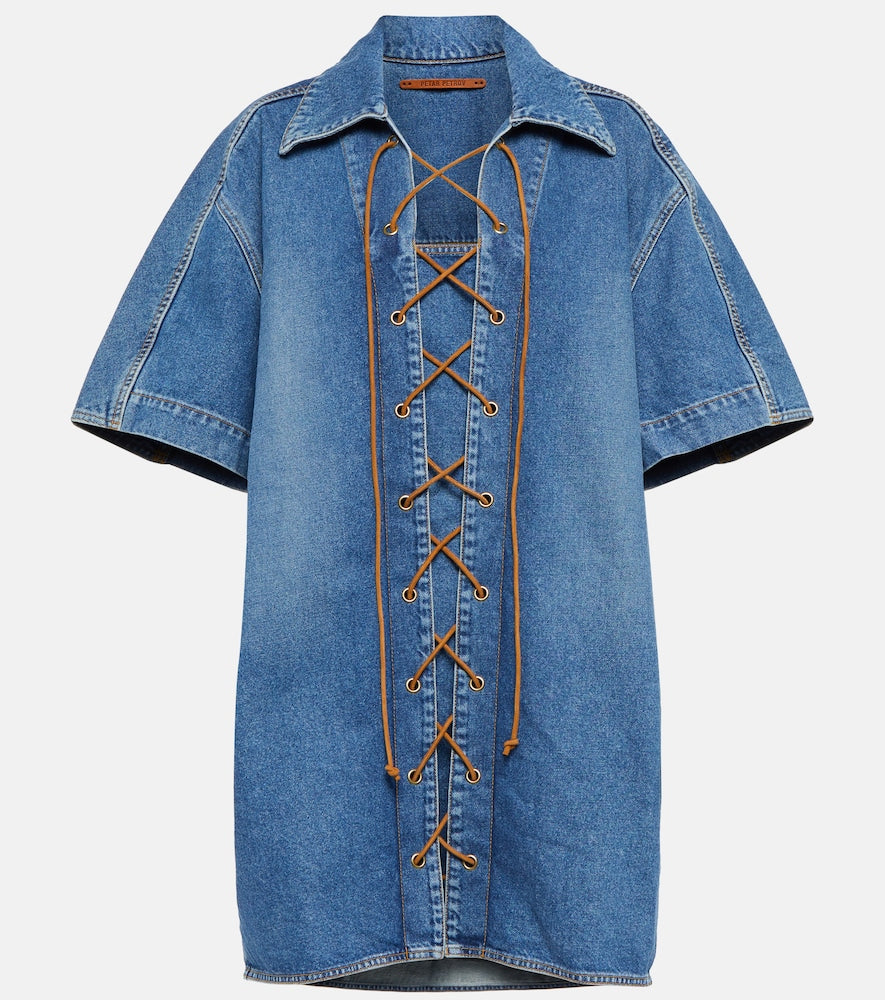 Petar Petrov Amos denim minidress. Petar Petrov Amos 牛仔迷你连衣裙