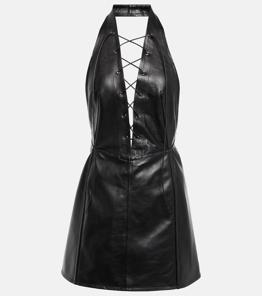Petar Petrov Atkins V-neck leather mini dress. Petar Petrov Atkins V领皮质迷你连衣裙