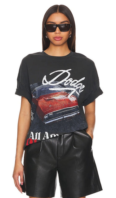 Philcos Dodge All American Classic Oversized Tee in Black - Philcos Dodge All American Classic - T-shirt surdimensionné noir - Philcos Dodge All American Classic 黑色超大 T 恤 - Philcos Dodge All American Classic Übergroßes T-Shirt in Schwarz - Philcos Dodge All American 클래식 오버사이즈 티셔츠 블랙 색상 - Maglietta oversize classica Philcos Dodge All American in nero