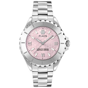 Philipp Plein Plein Heaven Pink Guilloche Dial Stainless Steel Bracelet Watch 38mm - PWPOA0324