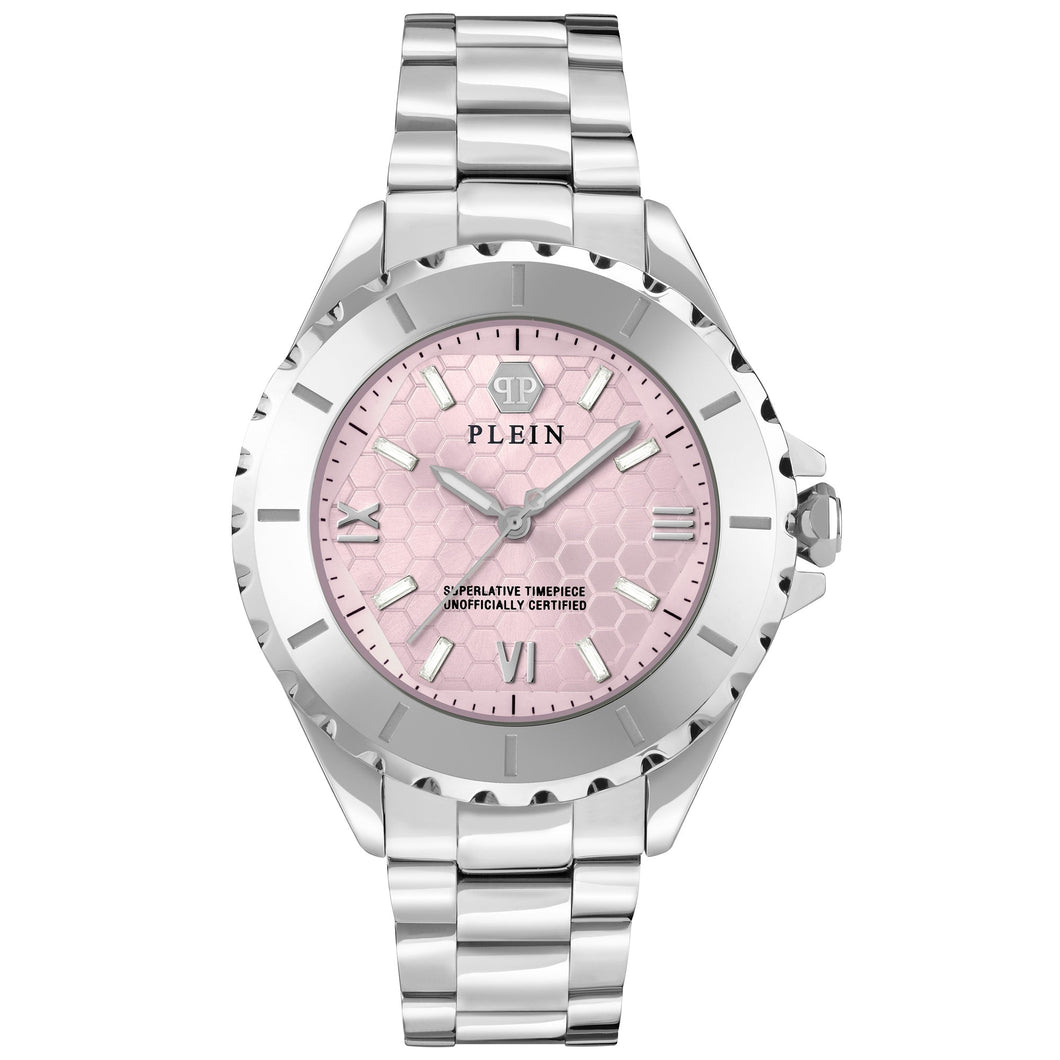 Philipp Plein Plein Heaven Pink Guilloche Dial Stainless Steel Bracelet Watch 38mm - PWPOA0324