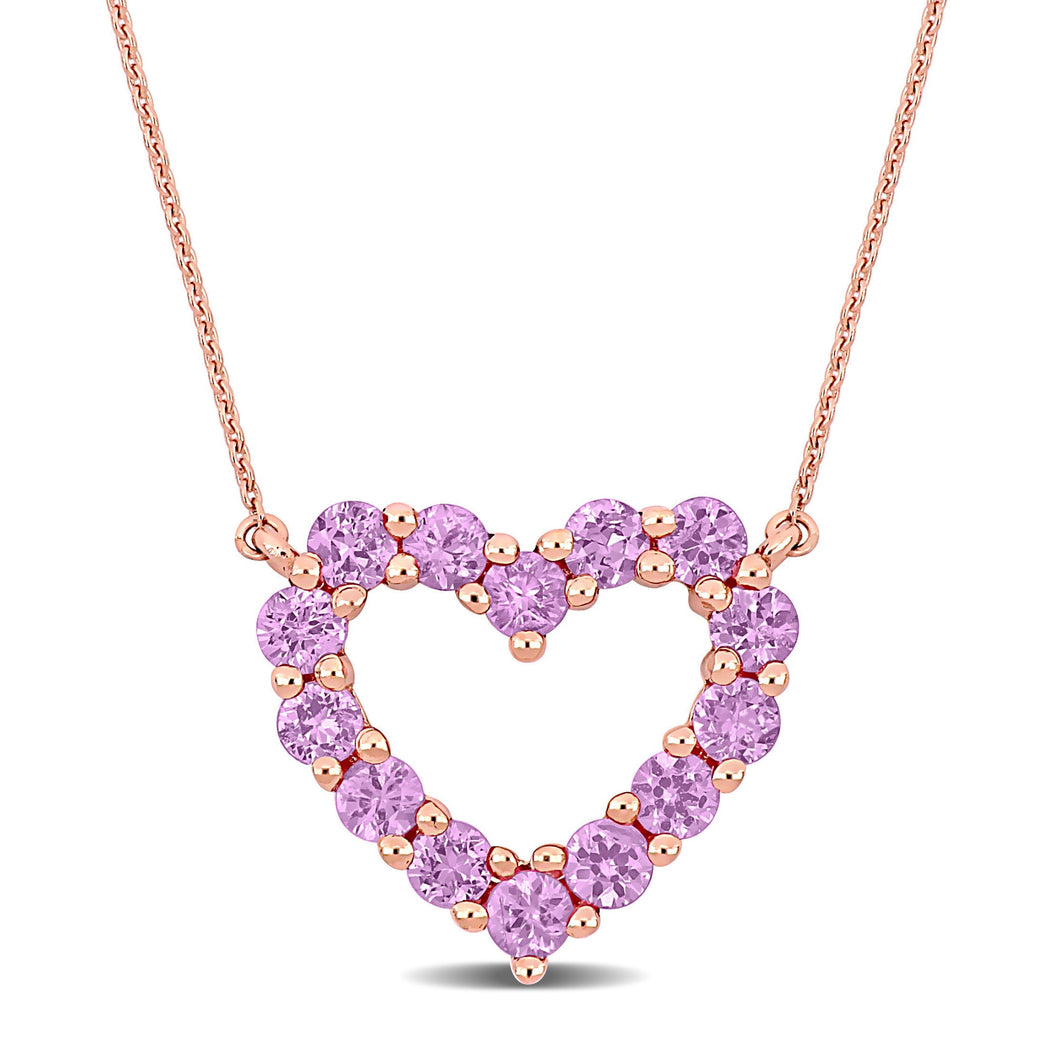 Pink Sapphire Heart Rose Gold Pendant Necklace