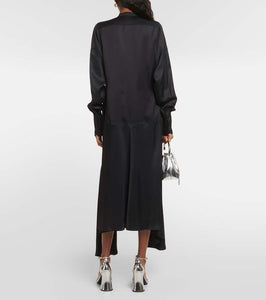 Plan C Asymmetric pleated midi dress