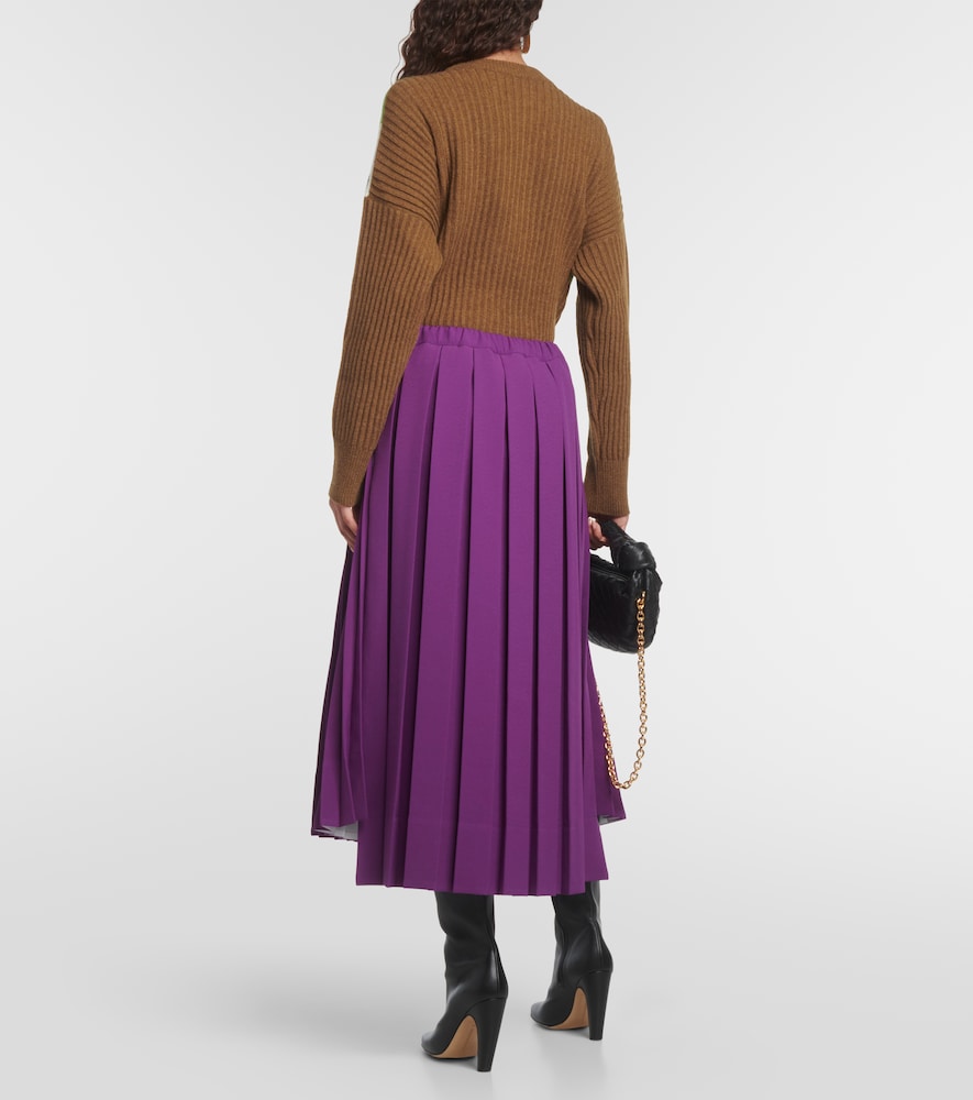 Plan C Pleated jersey midi skirt