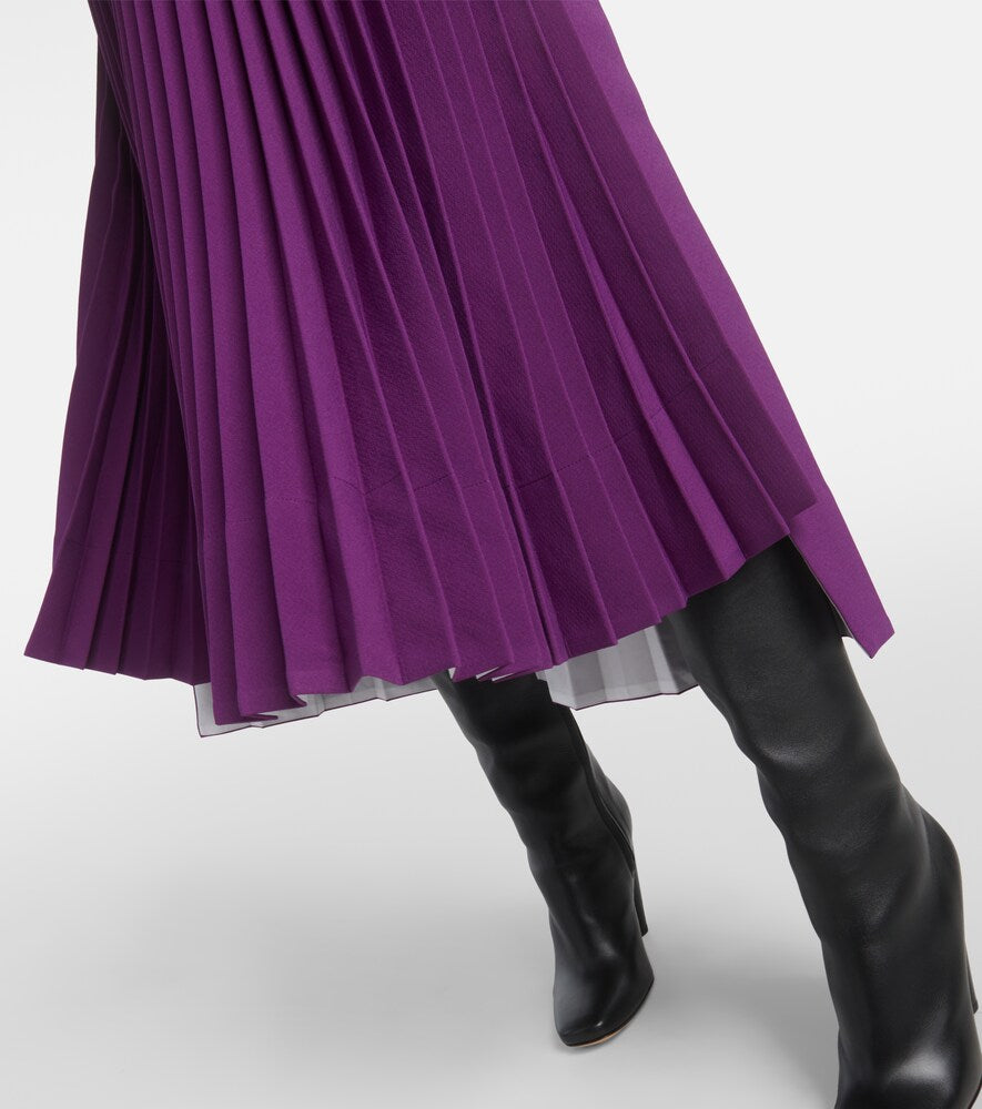 Plan C Pleated jersey midi skirt