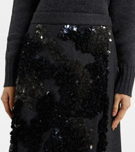 Plan C Sequined wool-blend midi skirt