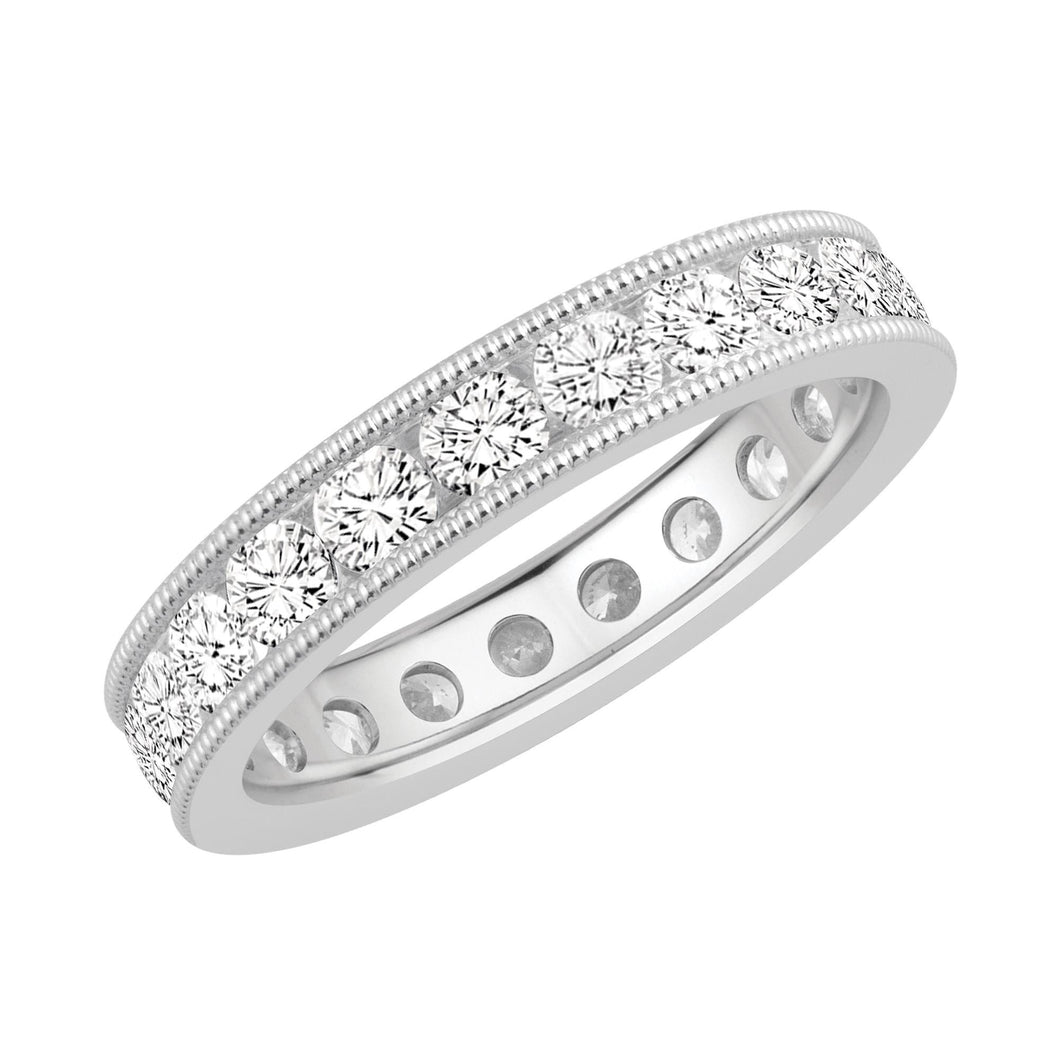 Platinum Channel Set Milgrain Round Diamond Eternity Band 2ctw